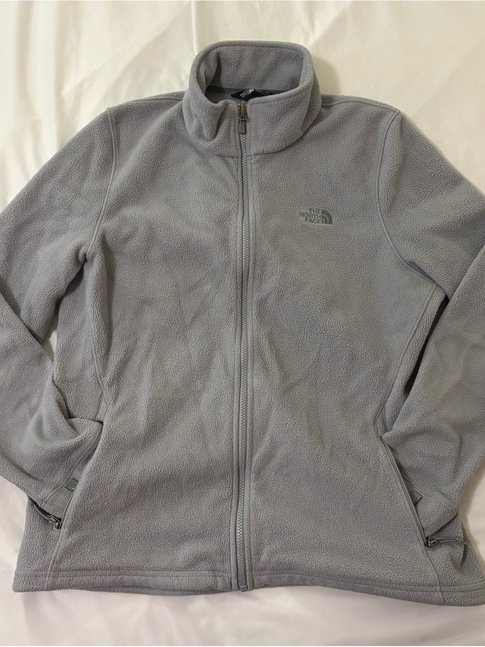 The North Face Women's Light Gray Teddy Fleece Jacket - Full Zip